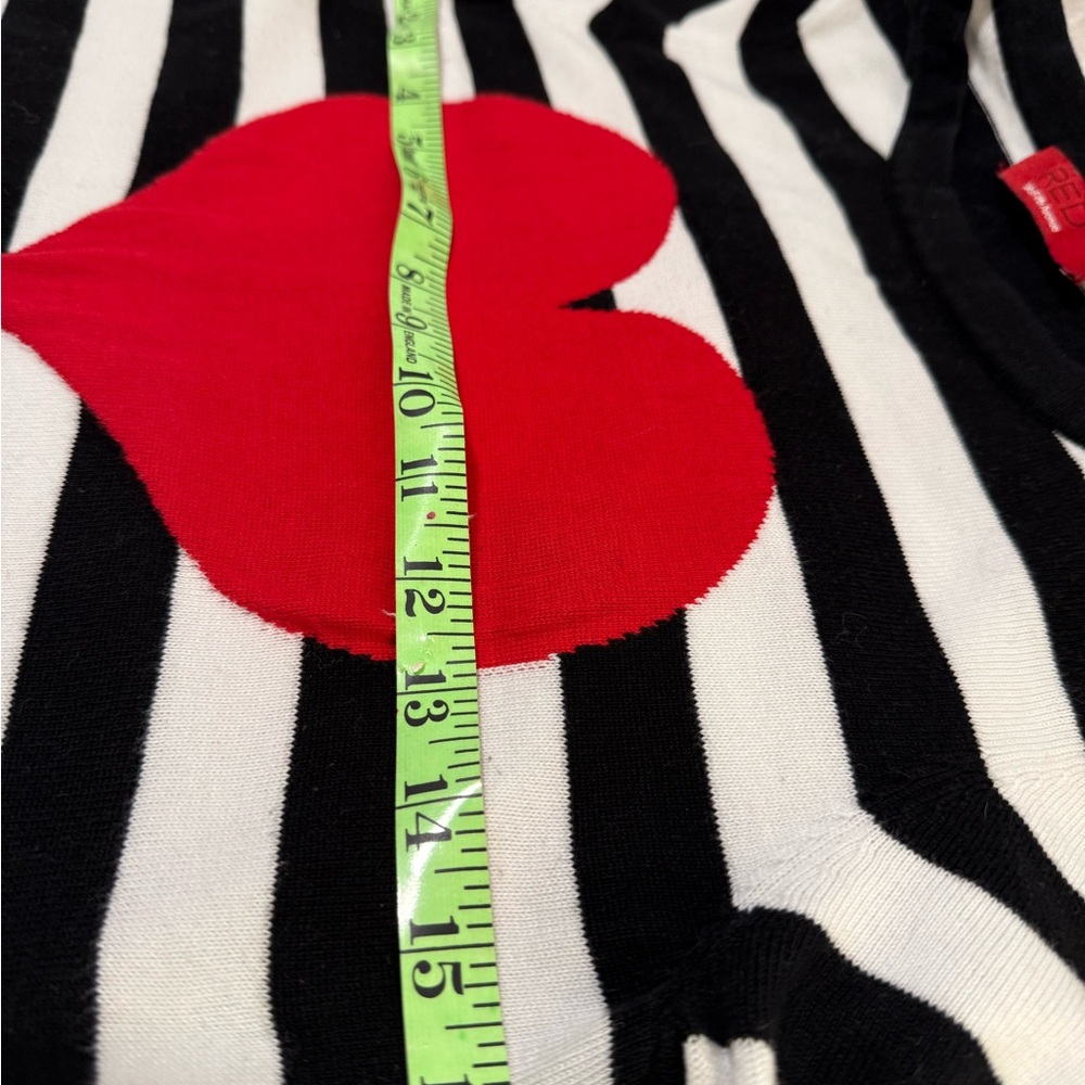 VALENTINE Striped Black and White Sweater with Red Heart - Picture 3 of 4